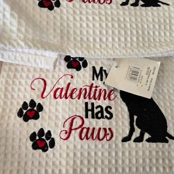 Dog Kitchen Towels - White and Red NWT - Picture 2 of 2